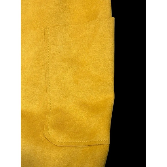 Premise Jacket Women's Large Golden Vegan Suede Faux Leather Open Front Pockets - Picture 6 of 9